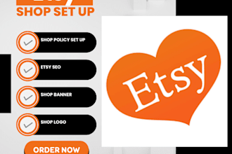 do etsy complete shop set up with product listing, etsy SEO