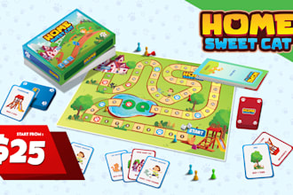 draw custom board game design asset for you