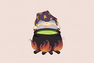 create a digital cartoon illustration for your project
