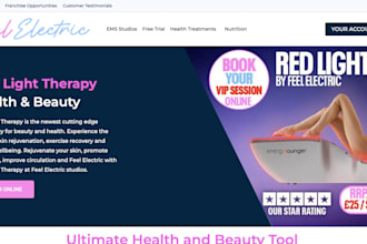 build red light therapy bed website, wellness website, medical spa with booking