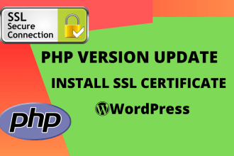 update php version required for wordpress and install free SSL certificate