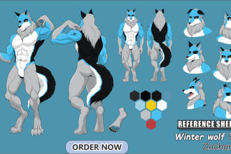 draw character reference sheet for your furry, fursona, oc, nsfw, vtuber or game