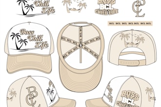 create design of trucker hat, snapback, dad hat