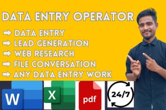 do pro data entry lead generation web research copy paste file conversation