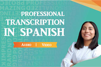 do a clean transcription in spanish of audio and video