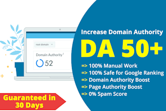 increase website authority moz da and ahref DR 50
