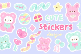 do cute kawaii simple stickers design