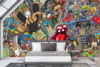 design creative decal, doodle, mural,typography, wall art