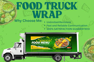 design restaurant, club, pizza, bakery, van wrap, food truck logo