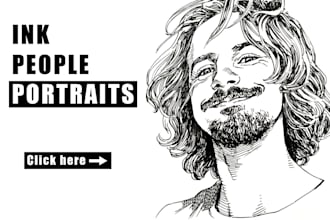 draw ink style people portraits