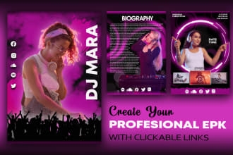 design epk, press kit, media kit with clickable links