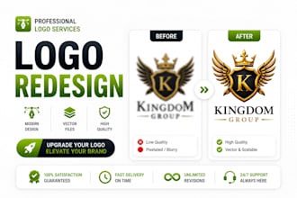 redesign, recreate, and vectorize your logo professionally