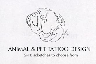 do minimalistic linework pet tattoo, animal tattoo design
