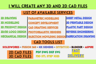 ready 2d 3d cad files to manufacture