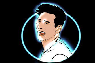 draw  innovative digital art picture with neon effects
