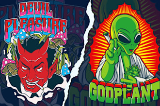 create trippy psychedelic for merch design