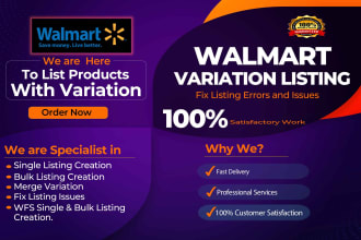 create walmart variation listings, bulk listings, product upload expert