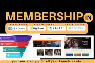 build full kartra,clickfunnels,clickfunnels 2 memberships sites
