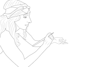 draw an outline line art, poetry line art book illustraton or any product image