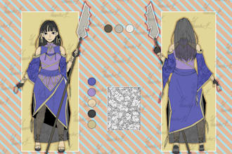 draw oc, vtuber character sheet in anime style