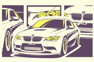 draw a retro vintage vector art illustration of your car