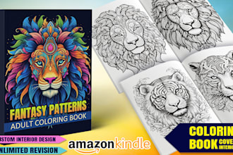 unique adult coloring book design cover and  activity book or coloring pages