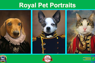 create custom royal, historical, oil painting pet portrait