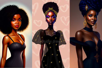 draw beautiful african american character illustration