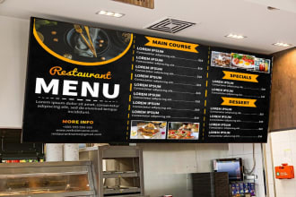 do unique professional food menu restaurant, ice cream tv