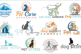 design dog walking, sitting, pet care appearing, kennel logo