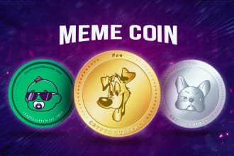 design a meme cryptocurrency logo coin with a twitter banner