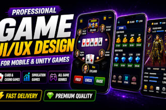 design professional game UI UX for unity games