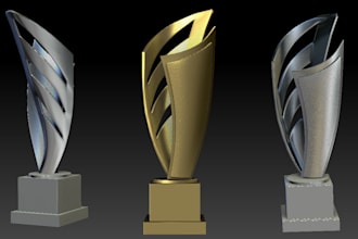 design 3d trophy model for 3d printing and print ready stl