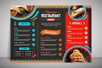 design restaurant menu and write recipes