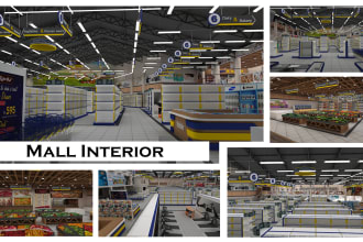 create unique commercial interior of office, studio, shop and cafe etc in 3d
