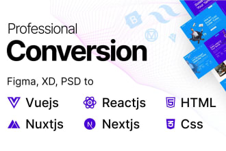 convert figma to vuejs, figma to wordpress, figma to psd,figma to react,
