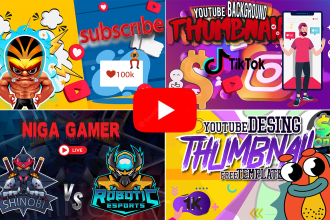 design cartoon thumbnails and gaming themed thumbnail for your youtube video