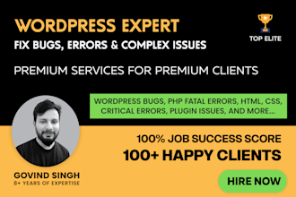 bug fix wordpress issues, woocommerce error, expert wordpress help for HTML, CSS