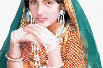 hand paint digital watercolor portrait for you