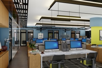 design office interior and rendering