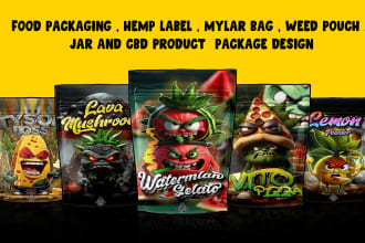 design weed, cannabis packaging, mylar bag, jar label and die cut design