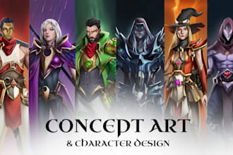 paint character design, concept art and illustrations for you