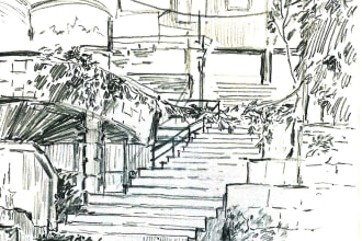 draw pencil landscape sketch