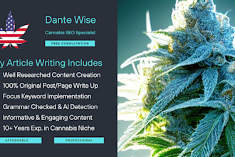 write cannabis SEO articles or posts on cbd, hemp and vapes