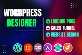 design wordpress website, landing page, wordpress sales funnel by elementor