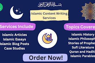 do islamic content writing including islamic articles, blog posts, and essays