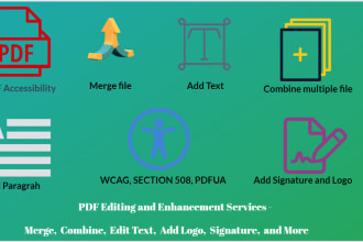 merge , remove page , edit text, add logo