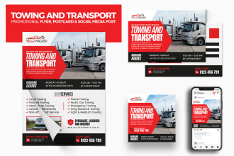 do transport trucking flyer, logistic, cargo, dispatch, freight broker promotion