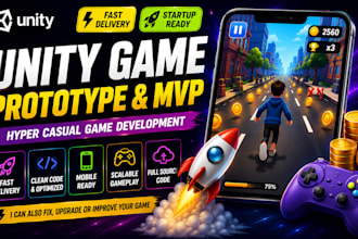 develop unity game prototype, mvp, or hyper casual games