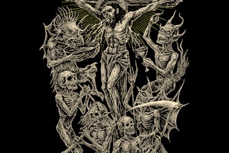 design black metal cult artwork for tshirt